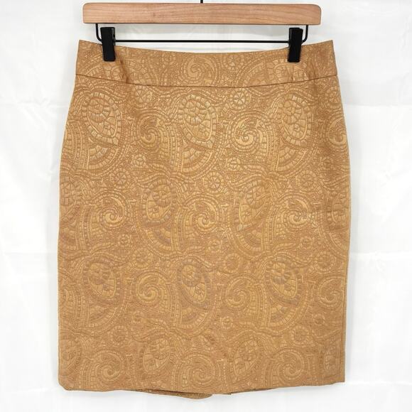 Banana Republic Tan Mosaic Pencil Skirt Size 10 - Picture 2 of 5
